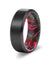 ELKI Black Brushed Tungsten Carbide Ring with Green/Red Box Elder Wood Sleeve 8MM