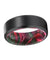 ELKI Black Brushed Tungsten Carbide Ring with Green/Red Box Elder Wood Sleeve 8MM