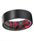 ELVIO Flat Black Tungsten Carbide Band with Red/Green Box Elder Wood Sleeve 8MM