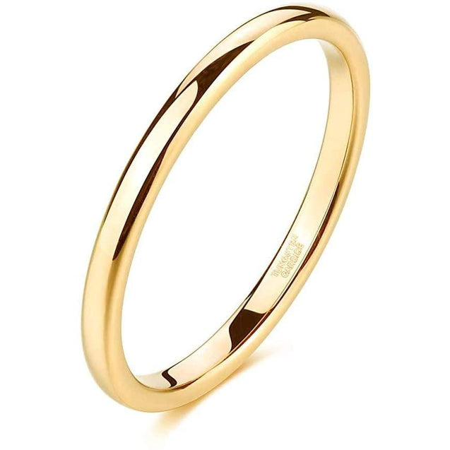 ERIN Highly Polished Yellow Gold Inlaid Tungsten Wedding Band for Women - 2mm