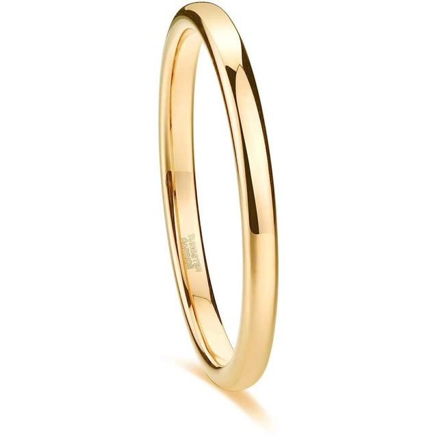 ERIN Highly Polished Yellow Gold Inlaid Tungsten Wedding Band for Women - 2mm