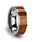 Exotic Mahogany Hard Wood Inlaid Tungsten Carbide Ring With Polished Edges - 8 mm