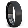 Exquisite Black Domed Tungsten Wedding Band with Brush Finish 6mm - 8mm