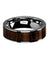 Exquisite Black Walnut Wood Inlaid Pipe Cut Tungsten Carbide Ring 6mm-10mm