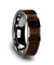 Exquisite Black Walnut Wood Inlaid Pipe Cut Tungsten Carbide Ring 6mm-10mm