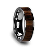 Exquisite Black Walnut Wood Inlaid Pipe Cut Tungsten Carbide Ring 6mm-10mm
