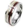 Exquisite Tungsten Carbide Ring With Deer Antler and Hawaiian Koa Wood Inlay 8mm