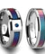 Fabienne Blue & Purple Tungsten Wedding Band Set w/ Color Changing Inlay 4mm-10mm