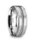 FABIUS Men’s Tungsten Ring With Steel Wire Cable Inlay & Beveled Edges - 8mm