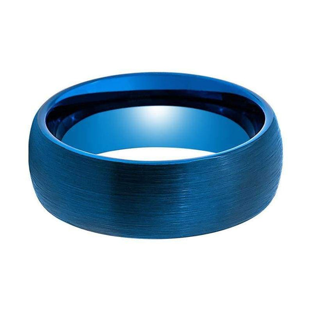 Fairfax Blue Tungsten Carbide Wedding Band Domed Brushed Finish - 6mm & 8mm