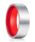 Fairmont Men’s Flat Brushed Tungsten Carbide Ring with Red Inside - 8mm