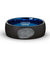 Finger Print Laser Engraved Two-Tone Black Tungsten Ring Brushed Finish - 8mm