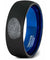 Finger Print Laser Engraved Two-Tone Black Tungsten Ring Brushed Finish - 8mm