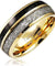 Fitchburg Meteorite Tungsten Ring for Men Yellow Gold Plated Edges & Inside- 8mm