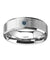Flat Tungsten Wedding Band W/ Blue Diamond Setting with Beveled Edges 6mm & 8mm