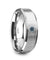Flat Tungsten Wedding Band W/ Blue Diamond Setting with Beveled Edges 6mm & 8mm