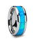 Gabriel Tungsten Wedding Band Set With Blue Green Opal Inlay - 4mm - 10mm