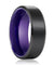 Gallatin Beveled Black Brushed Tungsten Carbide Ring Dark Purple Inside 6mm & 8mm