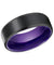 Gallatin Beveled Black Brushed Tungsten Carbide Ring Dark Purple Inside 6mm & 8mm