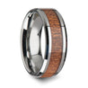 Genuine African Sapele Wood Inlaid Tungsten Wedding Polished Bevels 6mm - 10mm