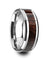Genuine Bubinga Wood Inlaid Tungsten Carbide Ring With Beveled Edges 8mm