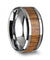 Genuine Teak Wood Inlaid Tungsten Wedding Band With Beveled Edges 6mm - 10mm