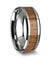 Genuine Teak Wood Inlaid Tungsten Wedding Band With Beveled Edges 6mm - 10mm