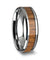 Genuine Teak Wood Inlaid Tungsten Wedding Band With Beveled Edges 6mm - 10mm