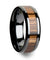 Genuine Zebra Wood Inlaid Black Ceramic Wedding Band For Men & Women 4mm-10mm