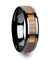 Genuine Zebra Wood Inlaid Black Ceramic Wedding Band For Men & Women 4mm-10mm
