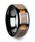 Genuine Zebra Wood Inlaid Black Ceramic Wedding Band For Men & Women 4mm-10mm