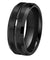 GEORGIA Beveled Black Tungsten Wedding Band with Grooved Center 8mm