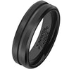 GEORGIA Beveled Black Tungsten Wedding Band with Grooved Center 8mm