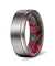 GERO Men’s Grooved Tungsten Ring w/ Red & Green Box Elder Wood Sleeve 8mm