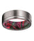 GERO Men’s Grooved Tungsten Ring w/ Red & Green Box Elder Wood Sleeve 8mm