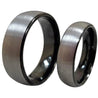 Gorgeous Tungsten Ring Set With Curved Brush Finish and Black Inside - 6mm & 8mm