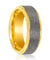 Grafton Men’s Yellow Gold Inlaid Tungsten Ring with Sandblasted Center - 8mm