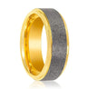 Grafton Men’s Yellow Gold Inlaid Tungsten Ring with Sandblasted Center - 8mm