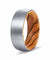 GRIAN Brushed Tungsten Carbide Wedding Band w/ Bocote Wood Sleeve 8mm