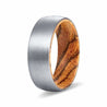 GRIAN Brushed Tungsten Carbide Wedding Band w/ Bocote Wood Sleeve 8mm