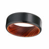 HECTOR Beveled Black Tungsten Carbide Ring with Iron Wood Sleeve 8MM