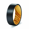 HIERO Brushed Flat Black Tungsten Wedding Band w/ Olive Wood Sleeve 8MM