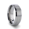 HILO Titanium Brushed Center Men’s Ring Beveled Edges - 6mm - 8mm