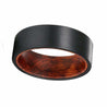 HINTO Men’s Black Pipe Cut Tungsten Carbide Ring w/ Snake Wood Sleeve 8MM