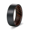 HOLT Men’s Flat Black Tungsten Carbide Ring with Wenge Wood Sleeve 8mm