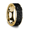 Ianthe 14K Yellow Gold Wedding Ring with Lava Rock Inlay Flat Polished - 8 mm