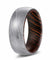 JABILO Domed Damascus Steel Ring for Him with Wenge Wood Sleeve - 8mm