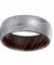 JABILO Domed Damascus Steel Ring for Him with Wenge Wood Sleeve - 8mm