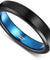 JADE Women’s Brushed Black Tungsten Carbide Ring with Blue Inside - 4mm