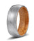 JAFARU Domed Damascus Steel Band with Whiskey Barrel Wood Sleeve - 8mm